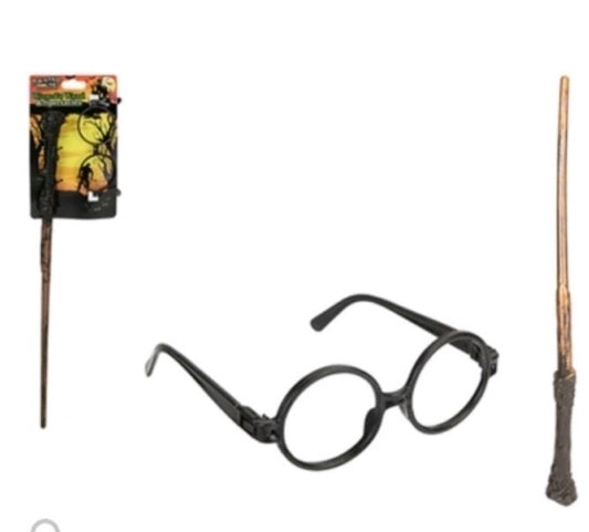 Harry Potter & Hermione Granger PYO Figuers & A FANCY DRESS WAND & GLASSES SET
