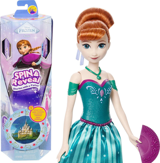 Disney Frozen Anna Fashion Doll Set, Spin & Reveal with 11 Surprises Incl