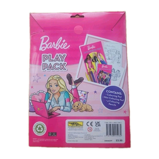 Barbie Play Pack Colouring Book Colour Pencils & Pad Activity Set