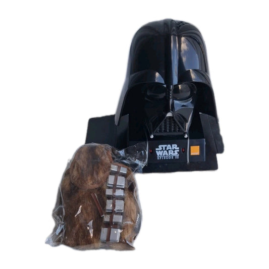 Rare Starwars Darth Vader phone holder with furry Chewbacca phone case.
