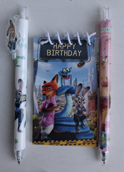 Zootopia 2 Mini "Happy Birthday" Notepad & Pen Stationery Sets –Choose Your Set!