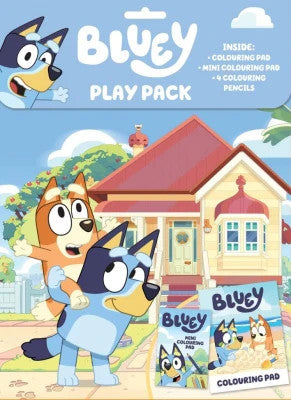 Bluey Play Pack  – 4 Colouring Pencils, Colouring Pad, Mini Colouring pad