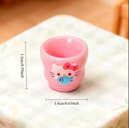 9-Piece 1/12 Scale Dollhouse Miniature Dinner Set – Hello Kitty Kawaii Style