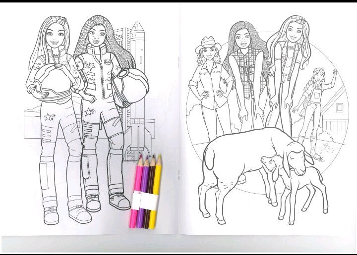 Barbie Play Pack Colouring Book Colour Pencils & Pad Activity Set 