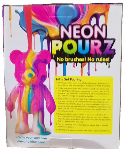 Design Paint Your Own Neon Pourz Bear Creative Marble Pouring Kit Neon Edition