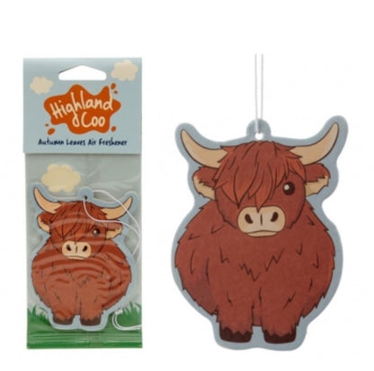 Highland Cow Car Air Freshener - Scented Autumn Leaves 