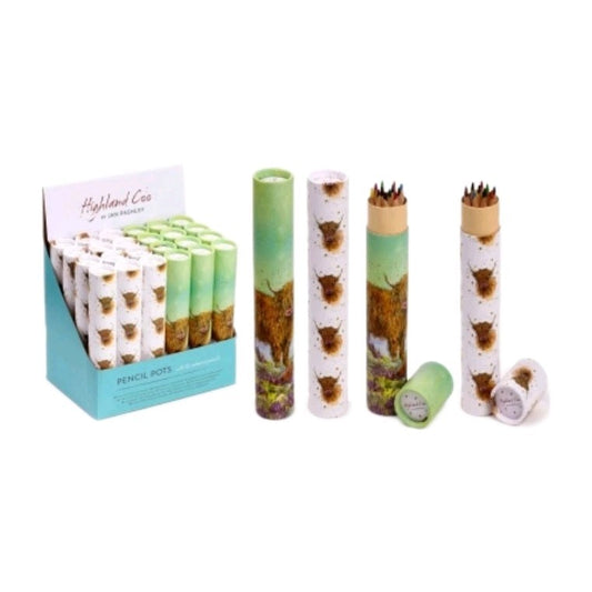 Large Colouring Pencil Tube - Jan Pashley Highland Coo