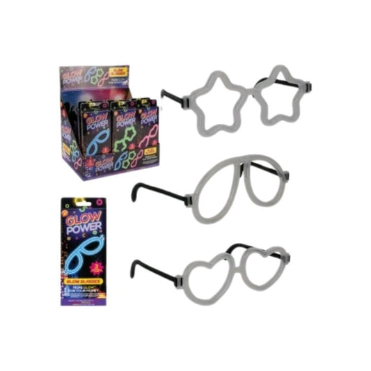 Glow in the Dark Neon Glasses X3 Pairs - Light Up - Party - Dress Up Accessory 