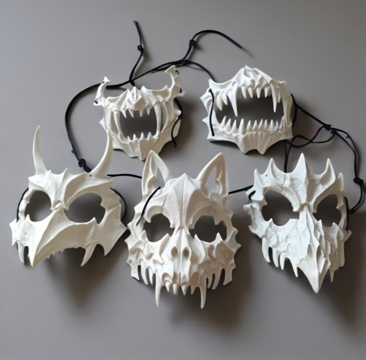 Fantasy Creature Bone Skull Cosplay Half-Masks - Multi-Variation Set