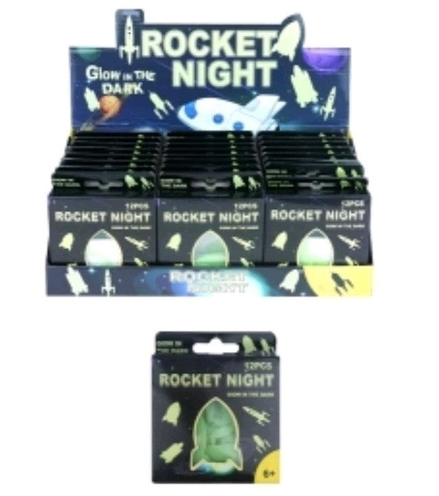 Glow in the Dark Rocket Night - 12 Pack 3D Space Stickers