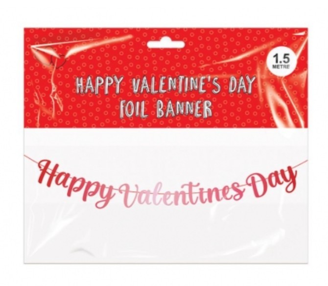 Valentines day Banner 1.5m Happy Valentine's Day Foil Banner Garland with String
