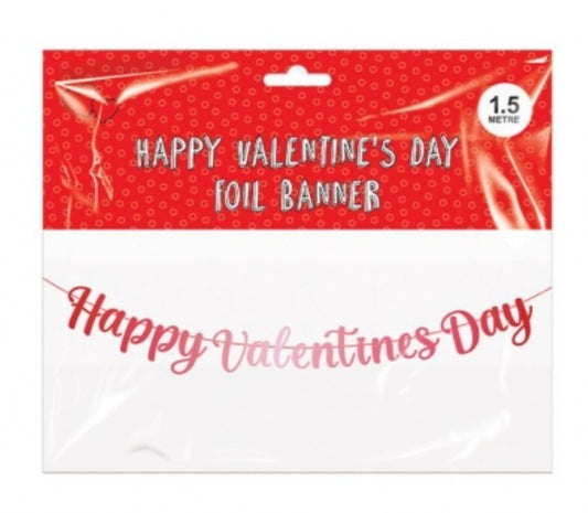 Valentines day Banner 1.5m Happy Valentine's Day Foil Banner Garland with String