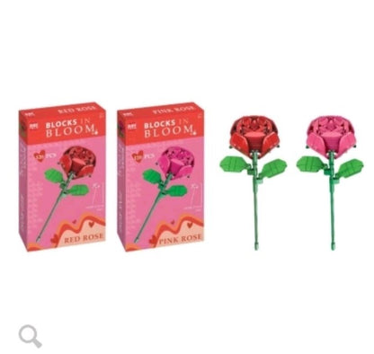 Blocks In Bloom Pair Of  Roses: Pink + Red Included In Brand New Sealed Box