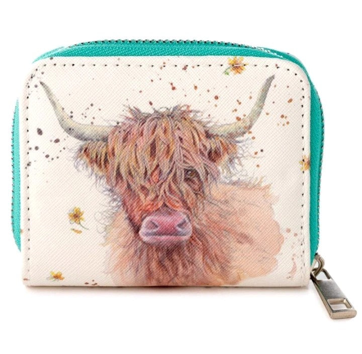 Highland Coo Cow Zip Around Small Ladies Wallet Coin Purse By Jan Pashley