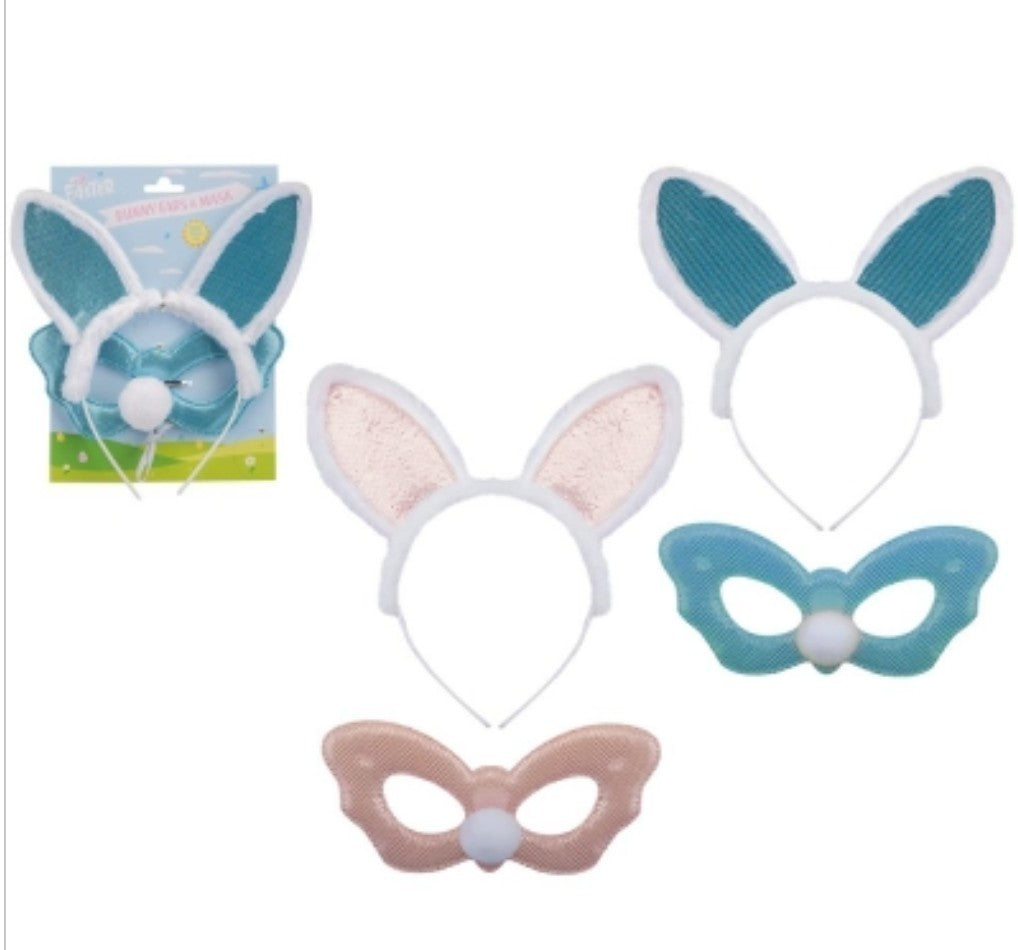Kids Easter Bunny Ears & Mask - Fancy Dress 