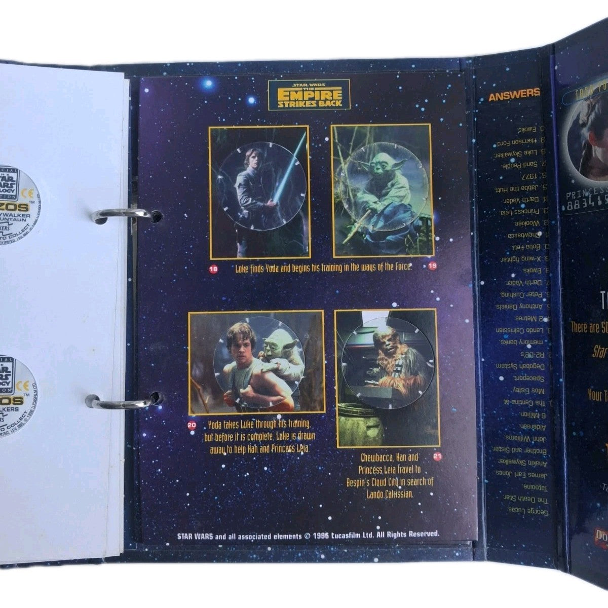 1996 Star Wars Trilogy Tazo Collectors Force Pack Walkers Complete Set Leia Card