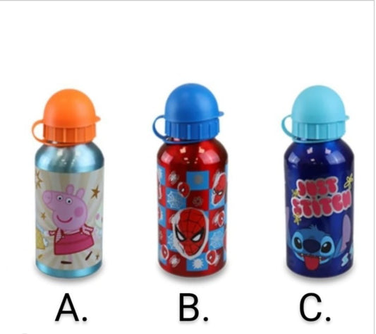 Offical Peppa Pig, Stitch And Spider Man Water Bottles 400ml