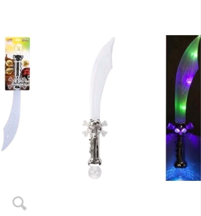 Light Up Pirate Cutlass Sword - Flashing LED Skull & Crossbones 