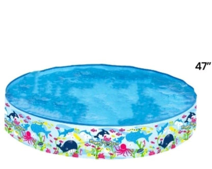 Children’s 4ft Rigid Side Paddling Pool | Ocean Life Theme | Easy Setup 120cm