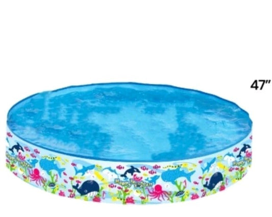 Children’s 4ft Rigid Side Paddling Pool | Ocean Life Theme | Easy Setup 120cm