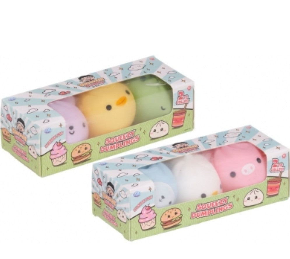 X1 Kawaii Foodiez Squeezy Dumplings 3-Pack | Cute Mochi Squishy Fidget Toy
