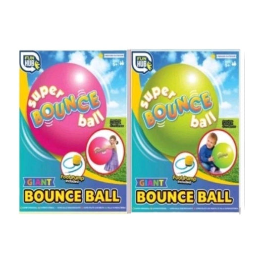 Fun Hub Giant Super Bounce Ball - 45cm Inflatable Outdoor Toy with Foot Pump
