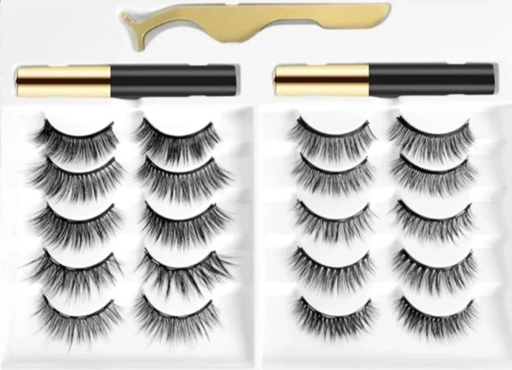 Waterproof Magnetic Eyeliner with Eyelashes and Tweezer 6 Pairs Set Long Lashes