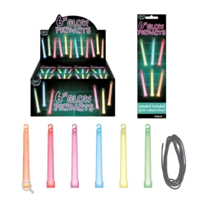6" Glow Stick Pendants with Lanyards – Premium Neon Party Glow Sticks
