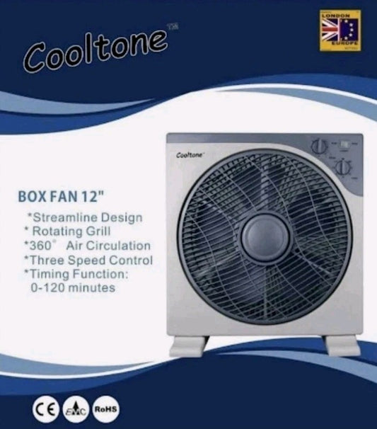 12" Box Fan 3 Speed 360° Air Circulator Oscillating Table Fan Home & Office Fan