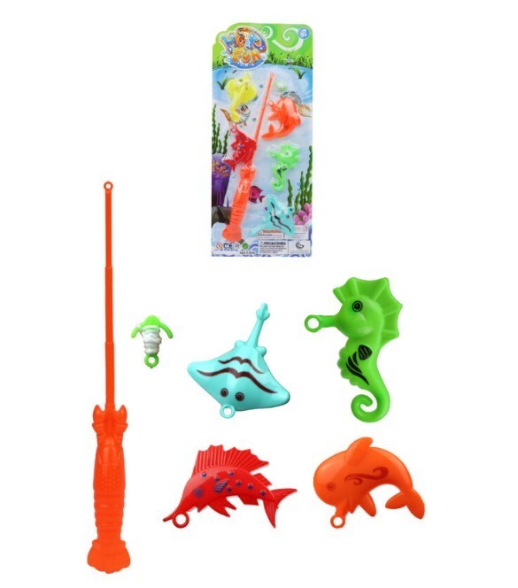 Small Fishing Hocking Game 6-Piece - Kids Fishing Rod & 4 Fish - Bath Time Fun