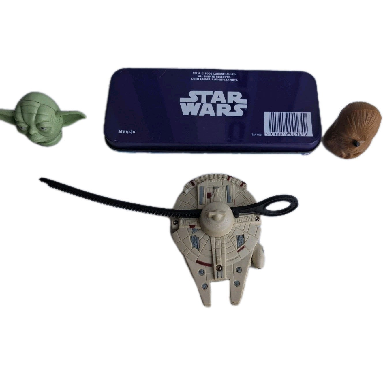 Vintage 1996 Star Wars Storm Trooper Pencil Case, Spinning Toy, Yoda Bundle