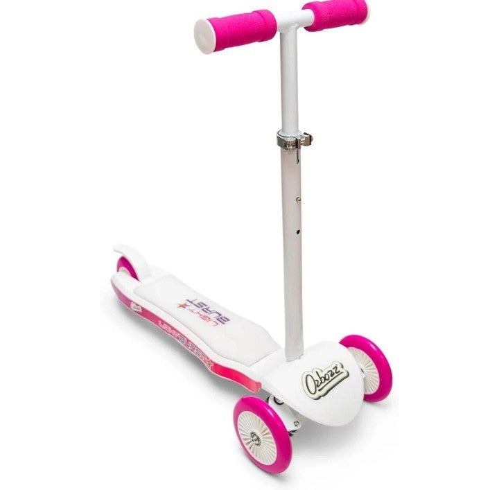Ozbozz Light Burst 3 Wheel Scooter - Pink & White 