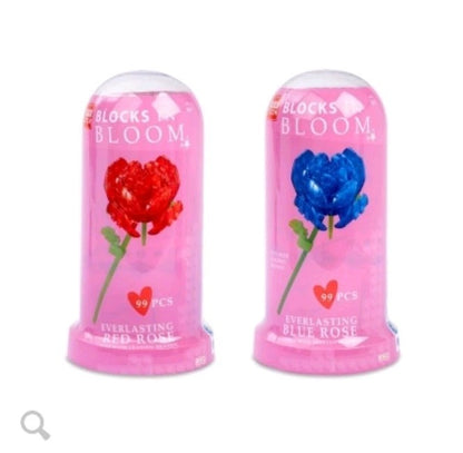 Block Tech Everlasting Rose in Dome - Red + Blue Pair – 99 Pcs Building Sets