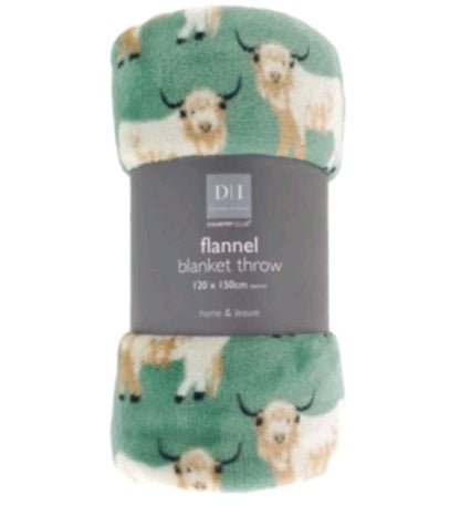 Country Club Highland Cows Design Plush Flannel Fleece Blanket Throw 120x150cm