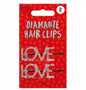VALENTINES DAY METAL 'LOVE' DIAMANTE HAIR CLIPS 2 PACK