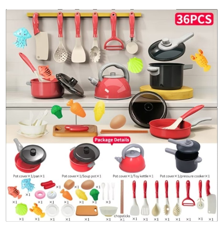 Kids Kitchen Pretend Play Set Cooking Pot Food Kit Educational Learning Toy UK