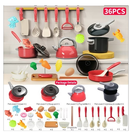 Kids Kitchen Pretend Play Set Cooking Pot Food Kit Educational Learning Toy UK