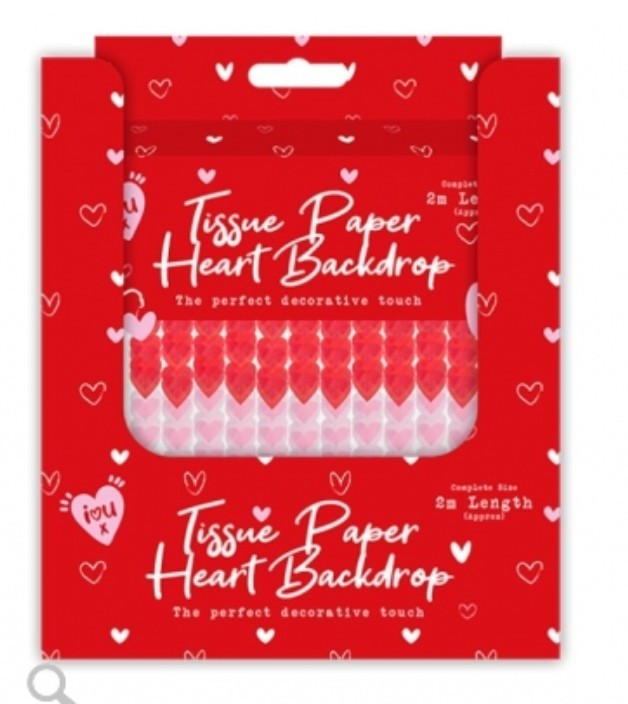 Valentine's Heart Ombre Tissue Paper Backdrop Red Heart Banner Decoration
