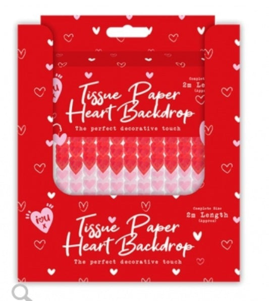 Valentine's Heart Ombre Tissue Paper Backdrop Red Heart Banner Decoration
