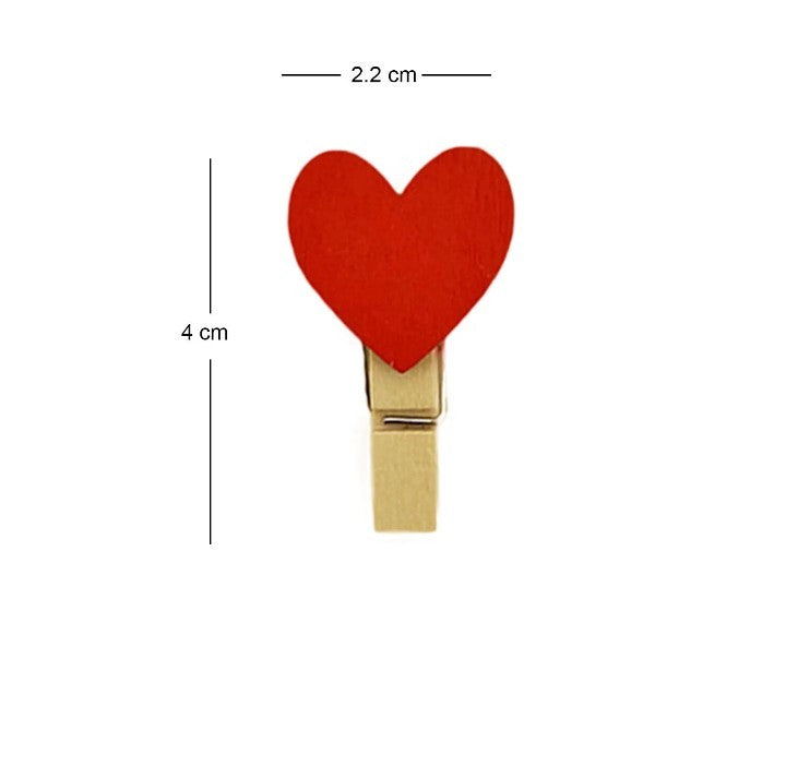 VALENTINES DAY WOODEN HEART PEGS12 PACK