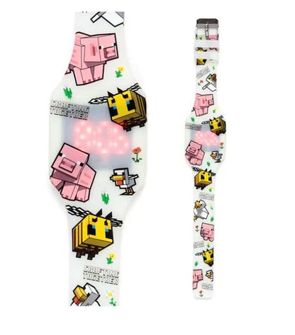OFFICIAL MINECRAFT GLOW IN THE DARK CHILDRENS SILICONE DIGITAL WRIST WATCH
