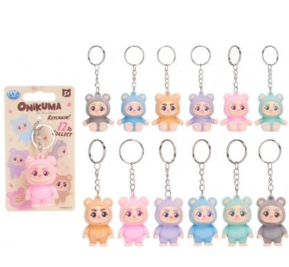 3D ONIKUMA MONSTERS FLOCKED KEYRING - Split Ring Keyring 