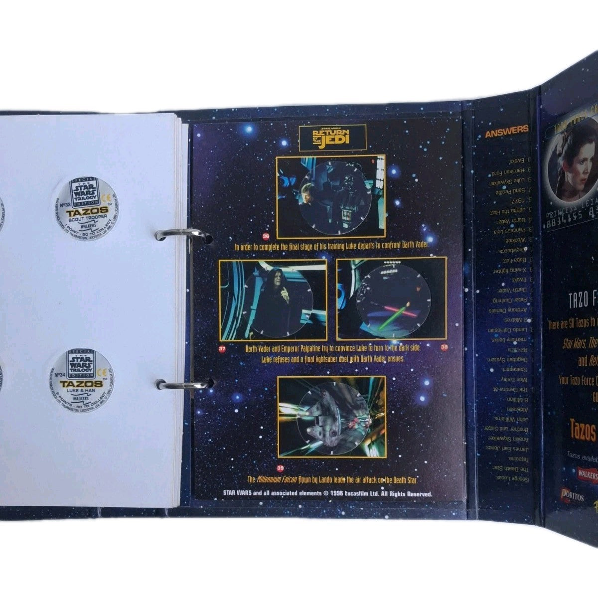 1996 Star Wars Trilogy Tazo Collectors Force Pack Walkers Complete Set Leia Card