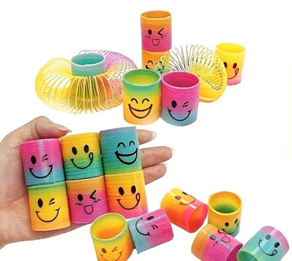 Rainbow Mini Spring Toys Durable, Colorful Spiral Party Favors for Birthdays X6 