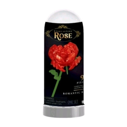 Block Tech Everlasting Rose in Dome – 99 Piece Building Block Set – Romantic Red