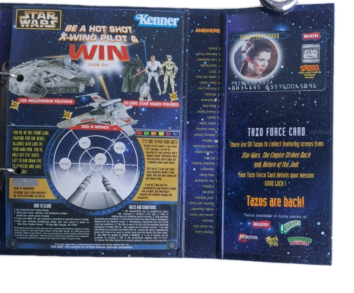 1996 Star Wars Trilogy Tazo Collectors Force Pack Walkers Complete Set Leia Card