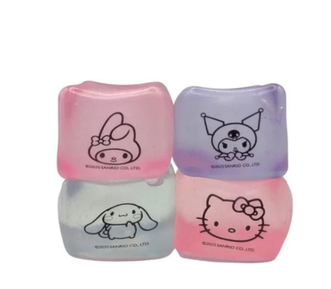 HELLO KITTY Glitter Sugar Cube X4 - Stress Relief - Squishy, Sensory, Fidget Toy