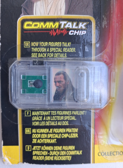 Vintage 1999 Hasbro Star Wars Episode 1 Qui-Gon Jinn CommTalk Chip Action Figure