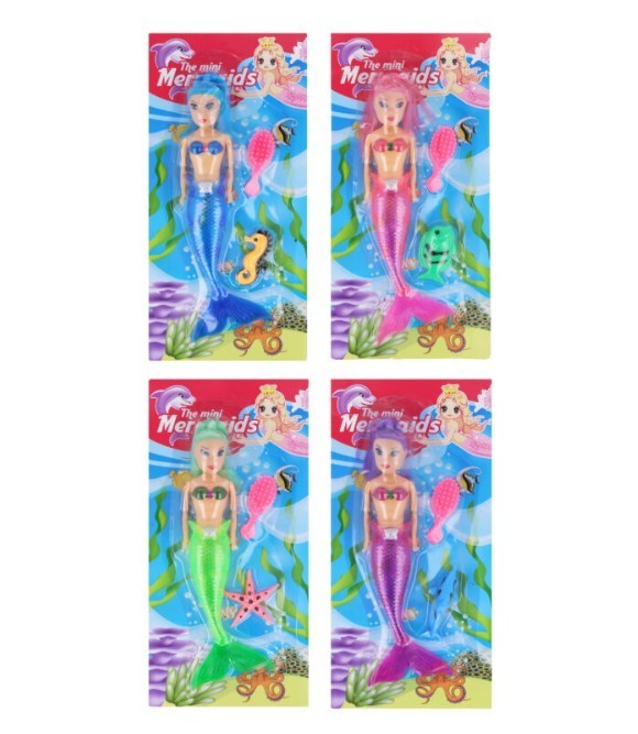 SET OF 4 MERMAID PRINCESS DOLL GIRLS TOY PLAY SET GIFT CHILDRENS SWIMMING NEW