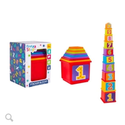 Kids Set of 10 Stacker Blocks , Builds Amazing Child Development Skills 